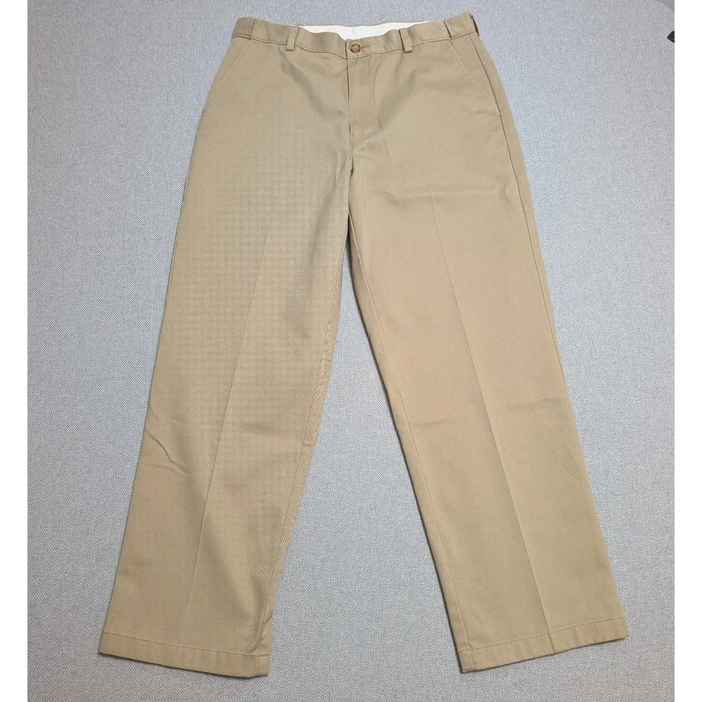 L.L.Bean Pants Men's Khaki 34x29 Chino Comfort Waist 100% Cotton Office Heavy